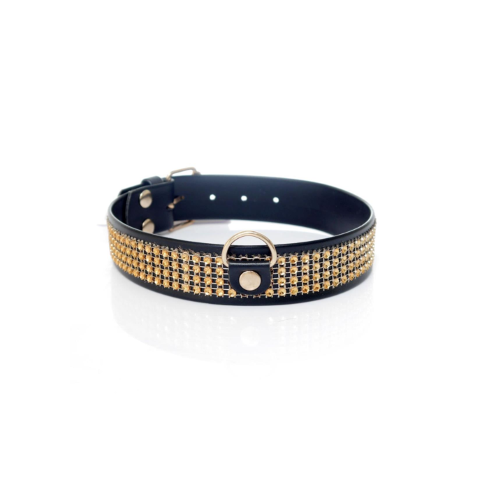 Fetish Series Collar with crystals 3 cm gold