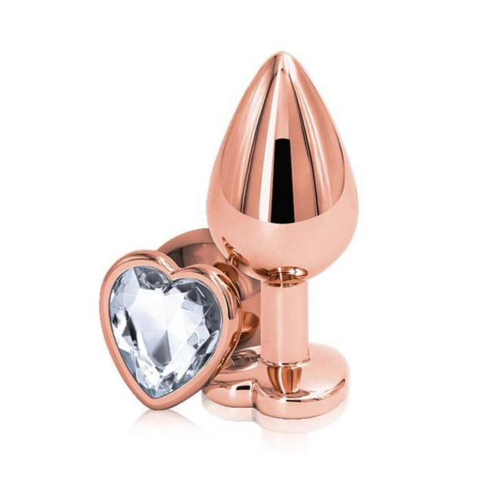 Dop Anal Brilliant Anal Plug Medium Rose Gold Piatra Transparenta