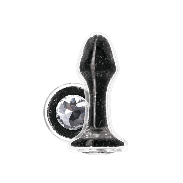 Stardust Glam - Premium Glass Anal Butt Plug Black