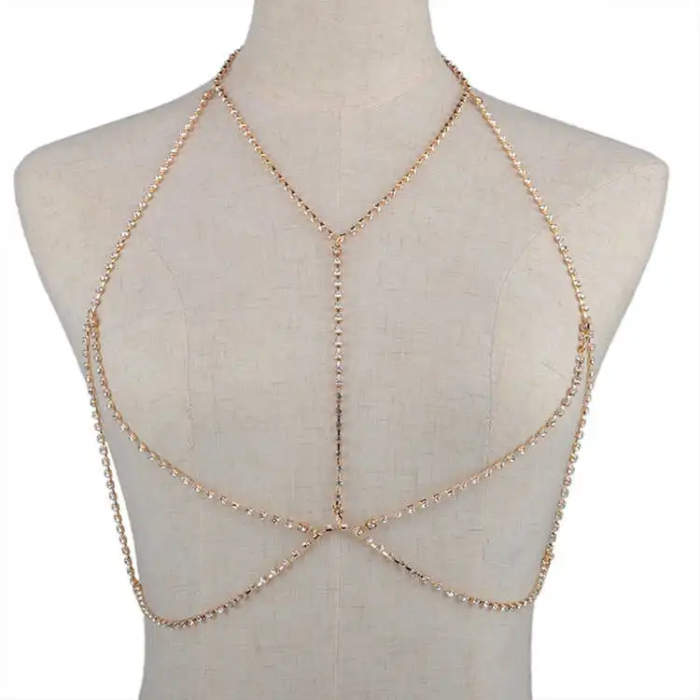 Hot Body Chain Women Harness Gold