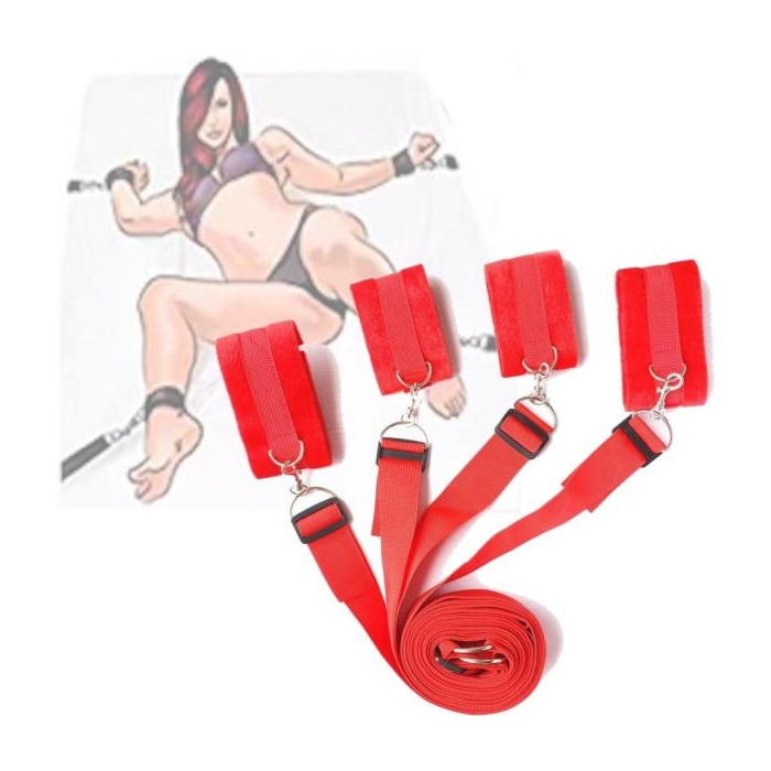 Bed And Foot Restraint Set For Bed Red