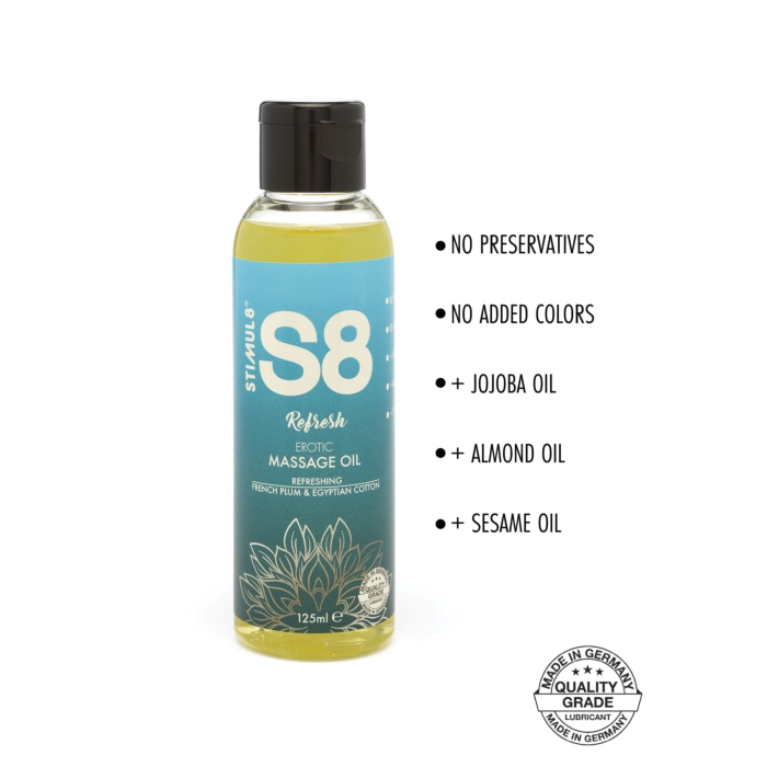 S8 Massage Oil French Plum & Egyptian Cotton 125ml