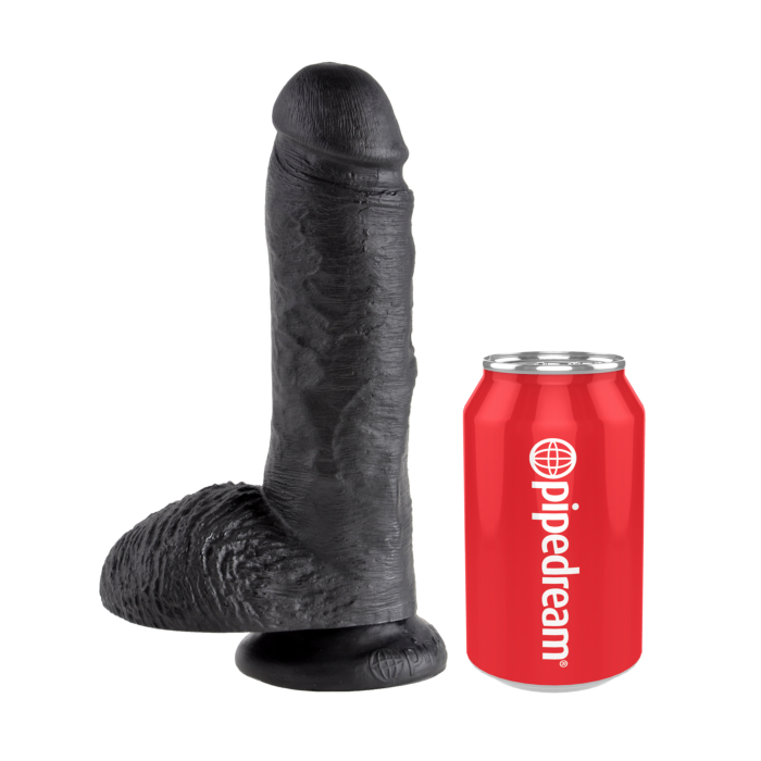 King Cock 20.3 cm Black Dildo with Balls