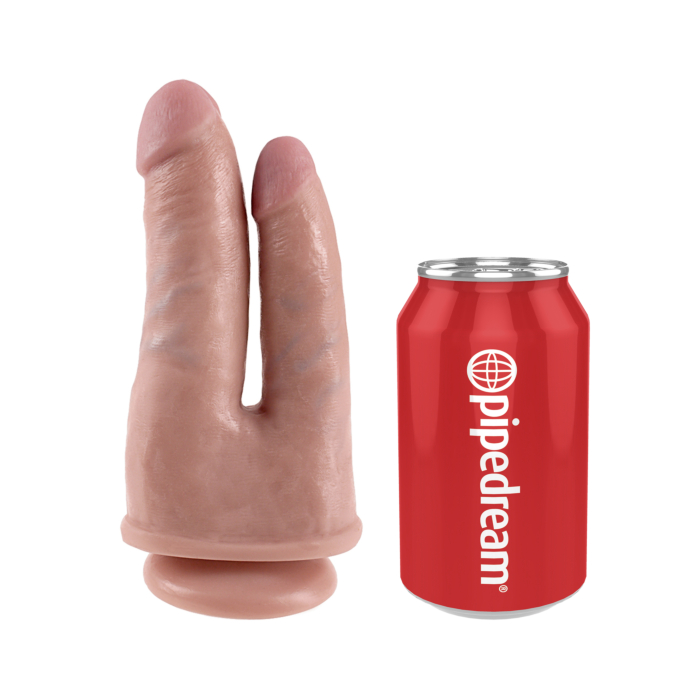 Double Penetration Dildo - Pipedream King Cock Double Penetrator Flesh 6in