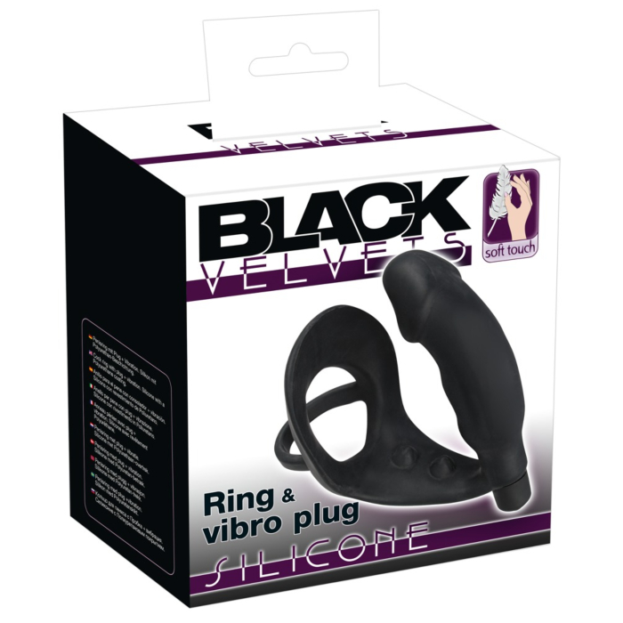 Vibrating Cock Ring - Black Velvets Ring and Vibro Plug
