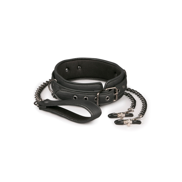 Easytoys Fetish - Leather Collar With Nipple Chains