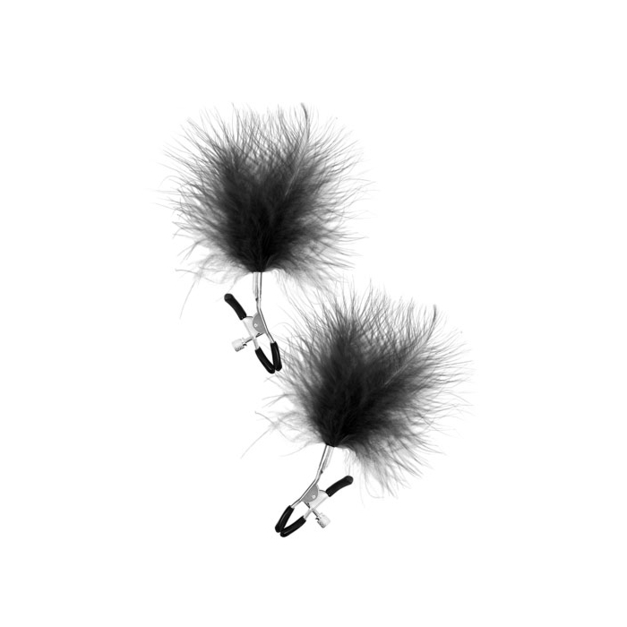 Elegant Black Feathered Nipple Clamps - Sweet Caress