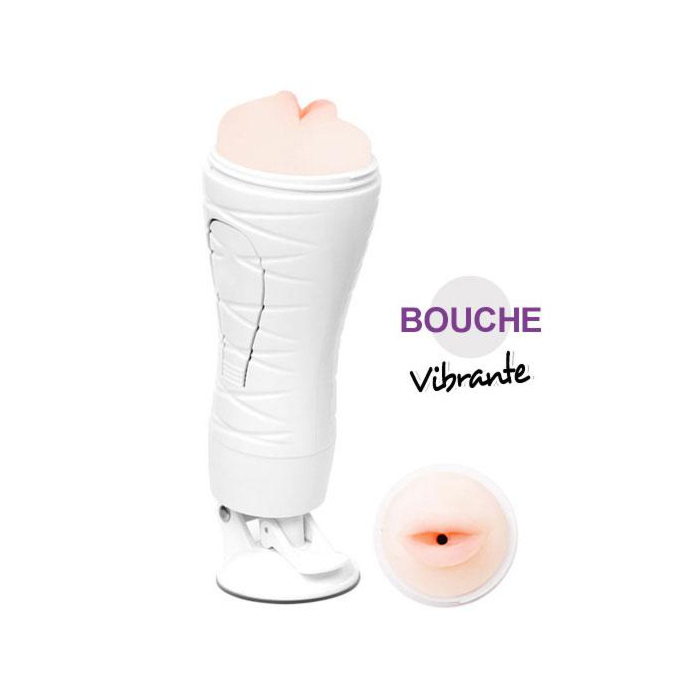 Vibrating Masturbator - Crazy Bull Flora Mouth White