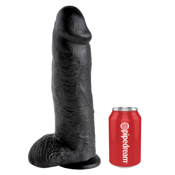 King Cock 12in Cock with Balls Black