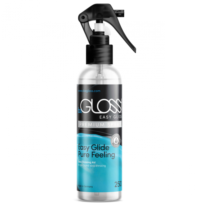 beGLOSS  EASY GLIDE PREMIUM SPRAY - Hand-Pump-Spray - Latex Dressing Aid for Latex clothing 250 ml