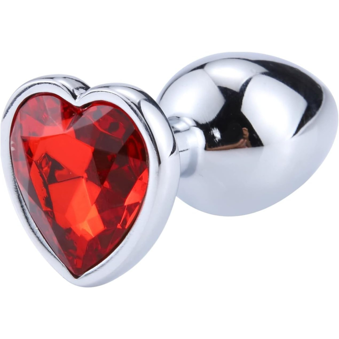 Butt plug with diamond  heart red Medium