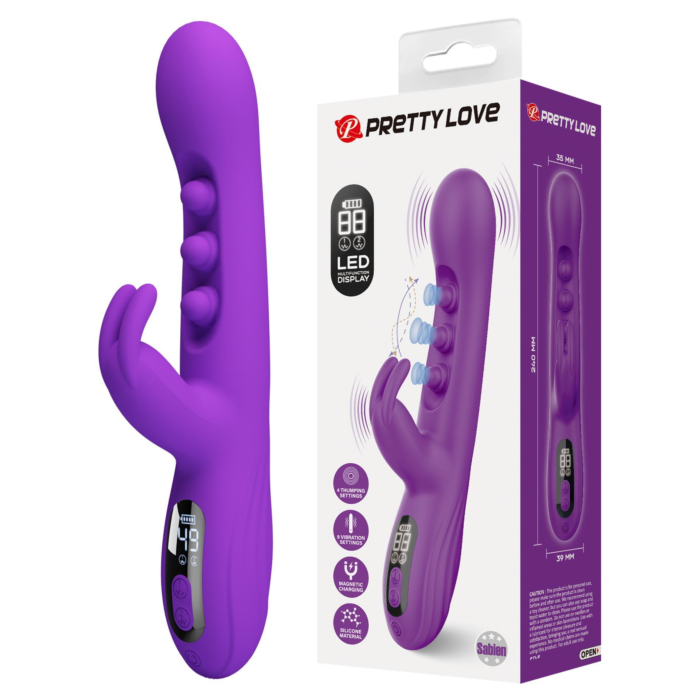 Pretty Love Sabien Thumping Rabbit Vibrator with LED Display Purple