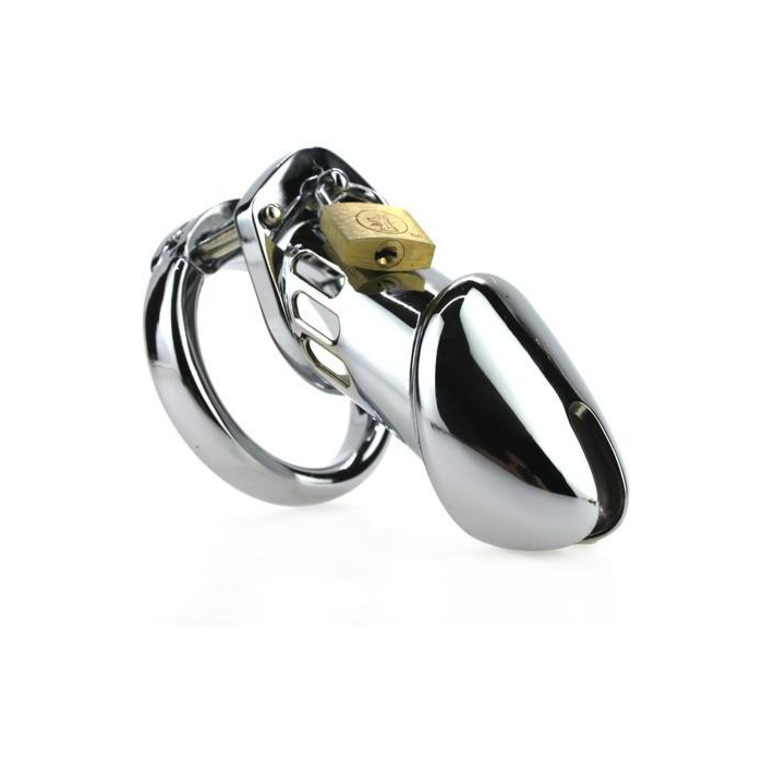Steel Padlock chastity cage Silver