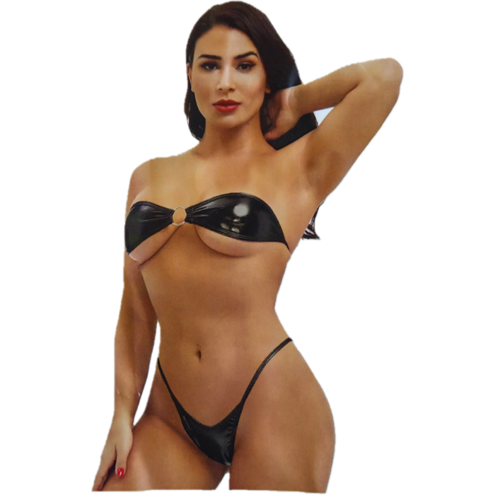 Sexy Solid Tube Top Bikini Swimsuit Black