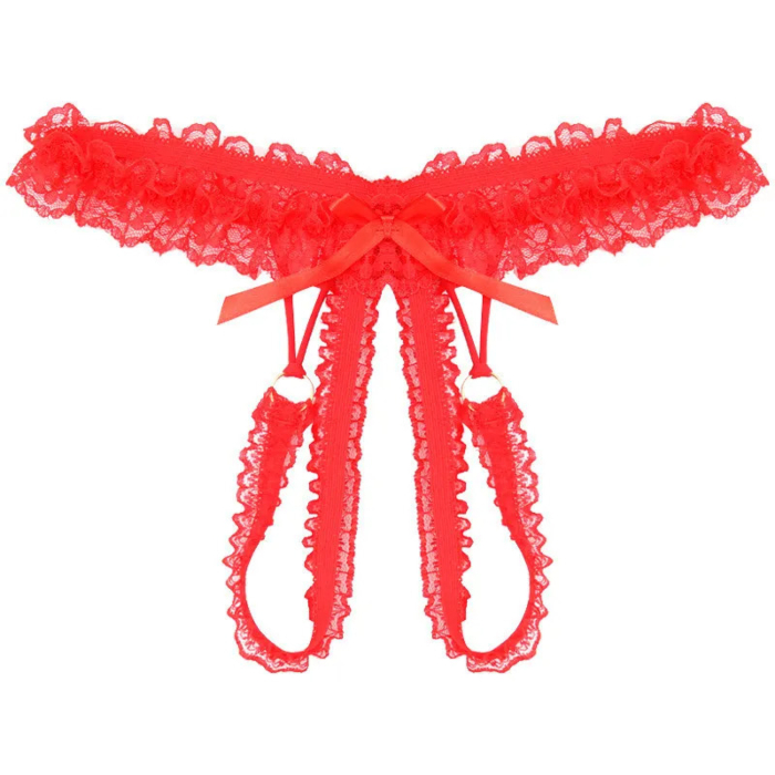 Women Sexy Lace Red Thong os