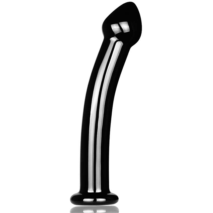 Glass Romance Curved Black Dildo - Lovetoy