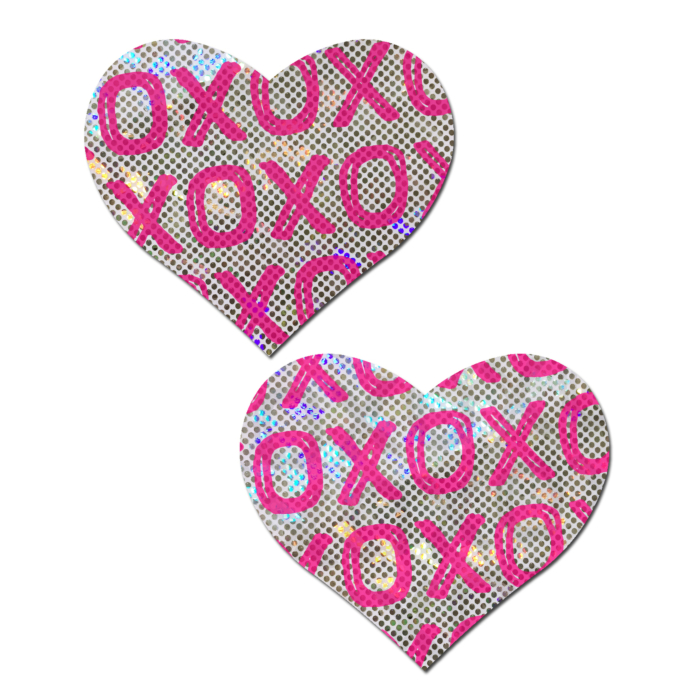Glass Disco Ball White with Pink XO Heart Nipple Pasties