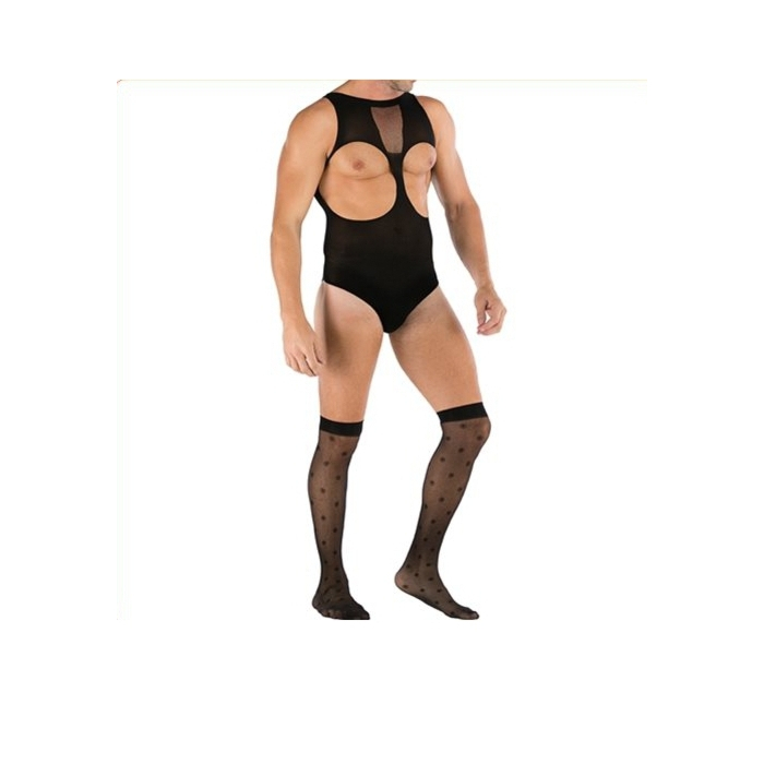Jumpsuit + stockings TEDDY Sexy black outfit