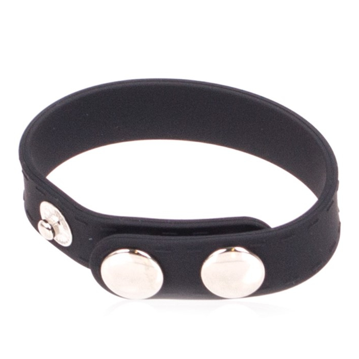 Adjustable Cock Ring - Kiotos Silicone Cockring Cring 3 Press Studs 15mm Black