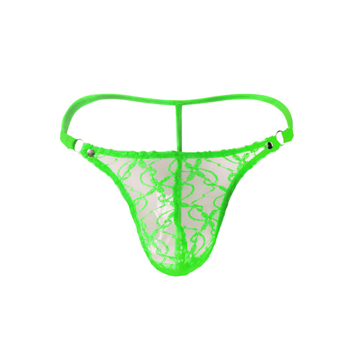 Men Low Waist Mesh T-back Green
