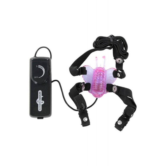 Wearable Clitoral Vibrator - Seven Creations Butterfly Stimulator Black
