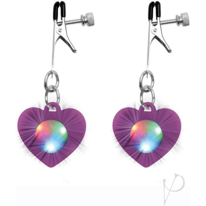 Charmed - Heart Adjustable Nipple Clamps with LED Lights
