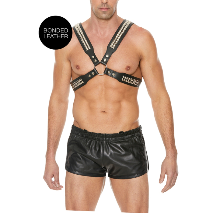 Men's Pyramid Stud Body Harness - One Size - Black
