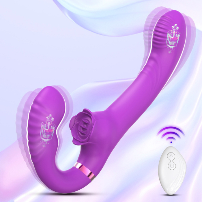 Rose Clit Stimulator Dual Motor Vibrator Strapon Purple