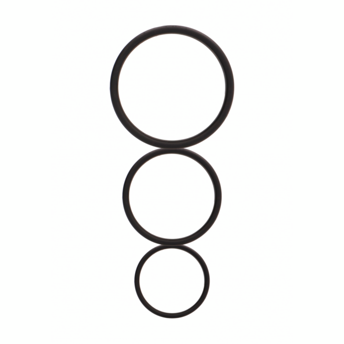 Flat Cock Ring Set - Black