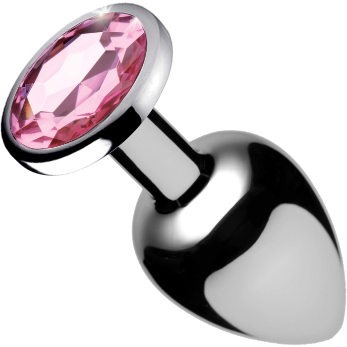 Stainless Steel Butt Plug Plug Silver Diamond Pink S