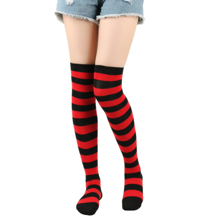 Stocking Over The Knee Socks Black Red