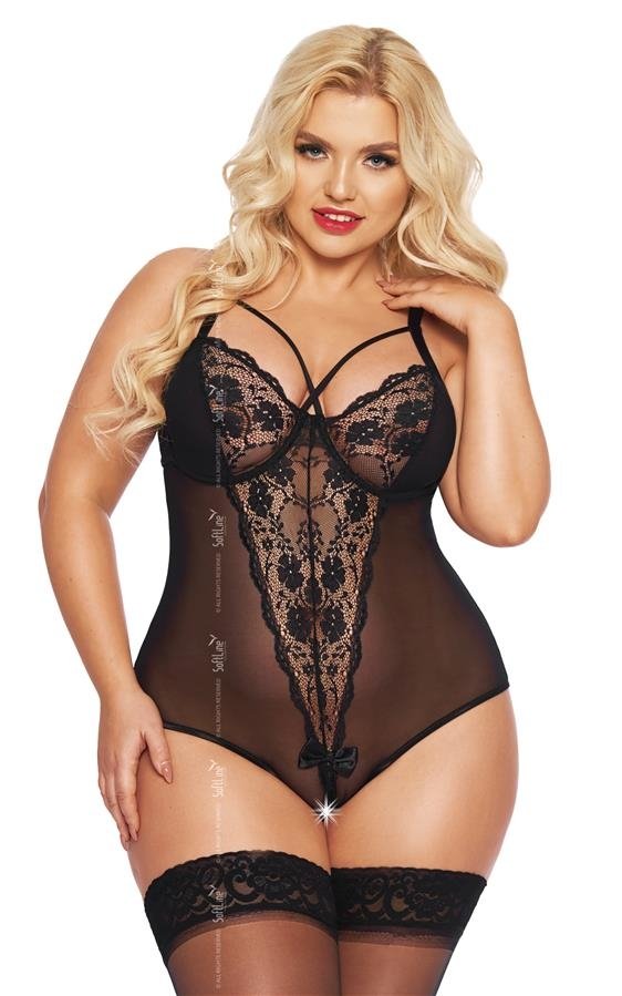 SoftLine Amanda Plus Size Bodysuit – Black