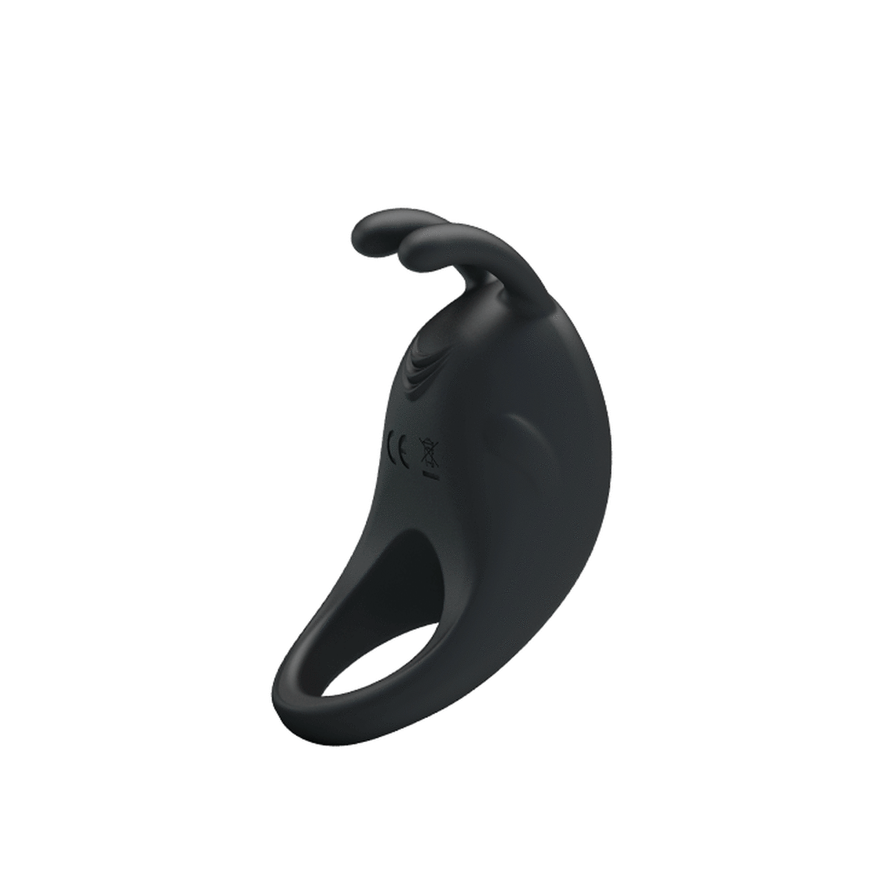 Silicone Rechargeable Cock Ring Rabbit Vibrator (Black) - Pretty Love